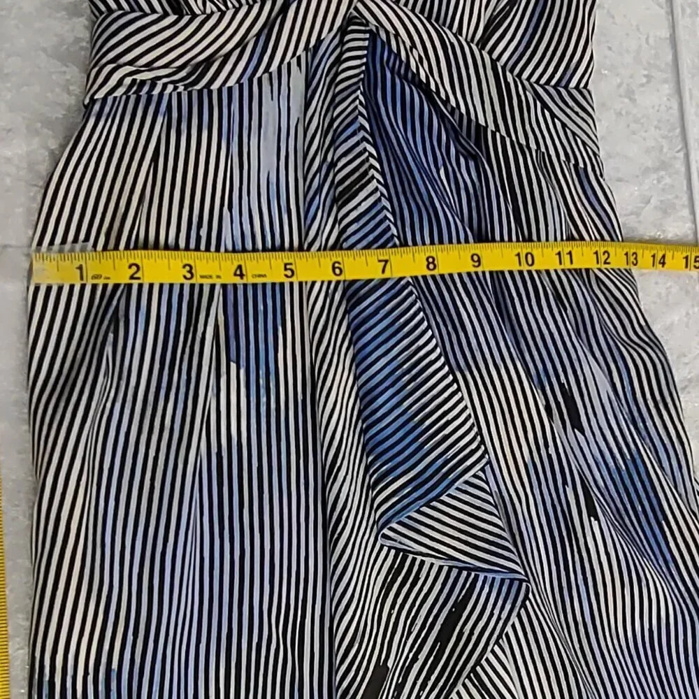 Banana Republic Silk Striped Halter Empire Waist Dress Blue 2P - Picture 8 of 11